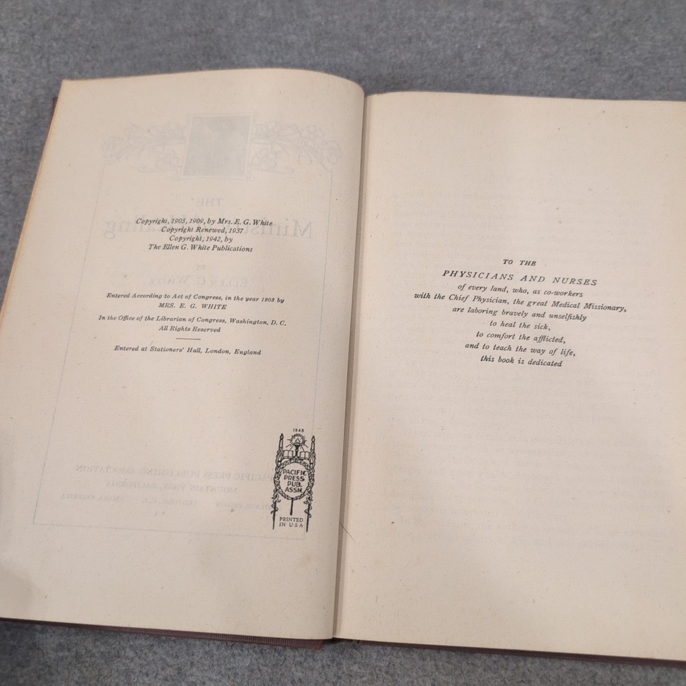 The Ministry of Healing Ellen G White 1942 Pacific Press Religious Health Book - Picture 5 of 8